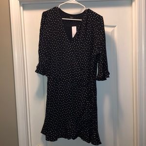 LOFT romper dress - navy blue polka dots